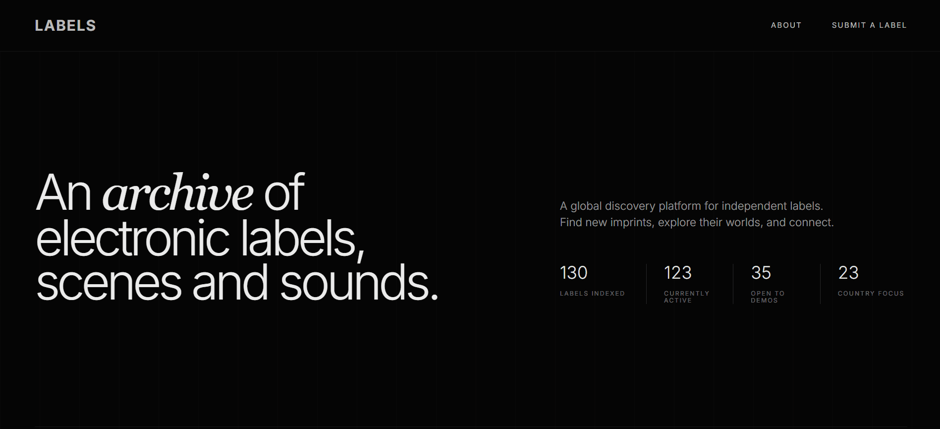 Preview of the Labels Vault project